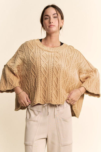 Ombre Cable Knit Sweater - Long Sleeve - Chandeliers Boutique ny
