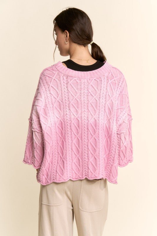 Ombre Cable Knit Sweater - Long Sleeve - Chandeliers Boutique ny