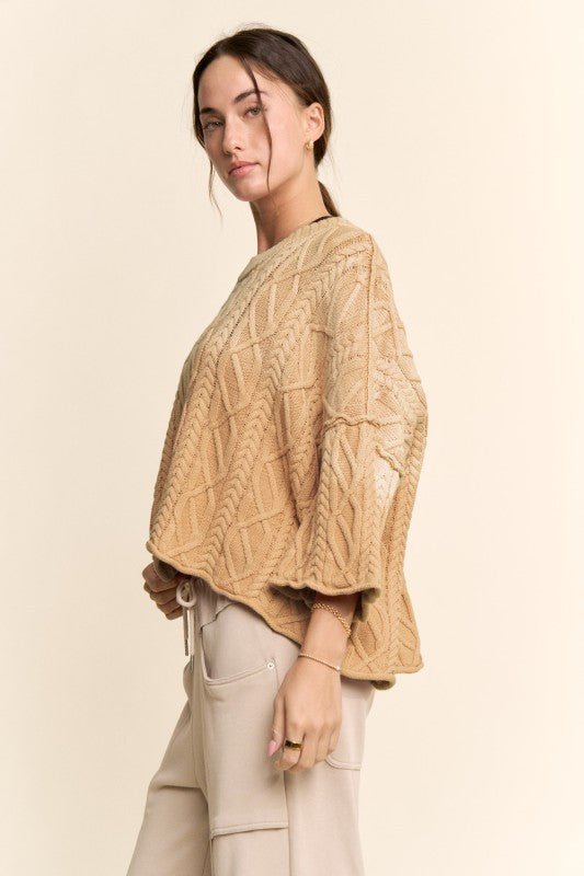 Ombre Cable Knit Sweater - Long Sleeve - Chandeliers Boutique ny
