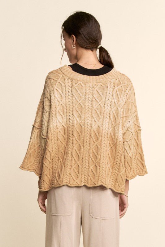 Ombre Cable Knit Sweater - Long Sleeve - Chandeliers Boutique ny