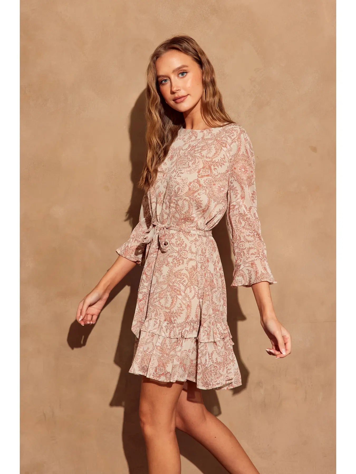 Paisley Flower Ruffled Dress - Chandeliers Boutique ny