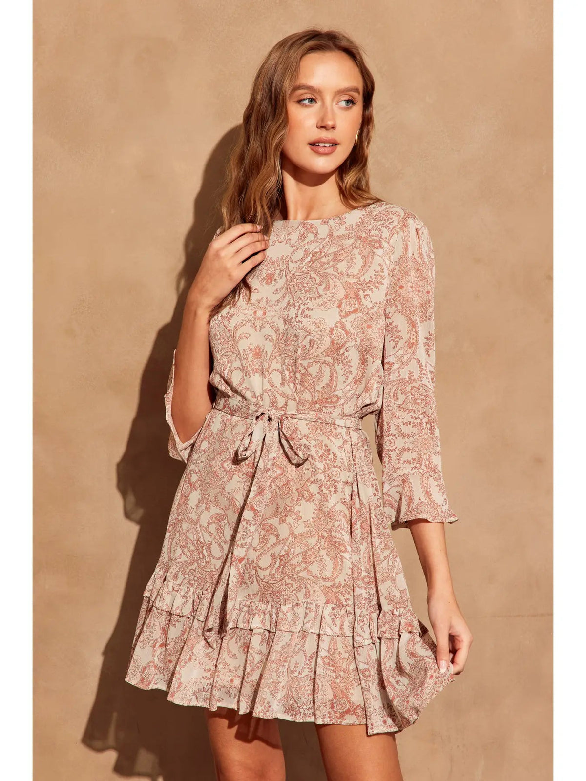 Paisley Flower Ruffled Dress - Chandeliers Boutique ny