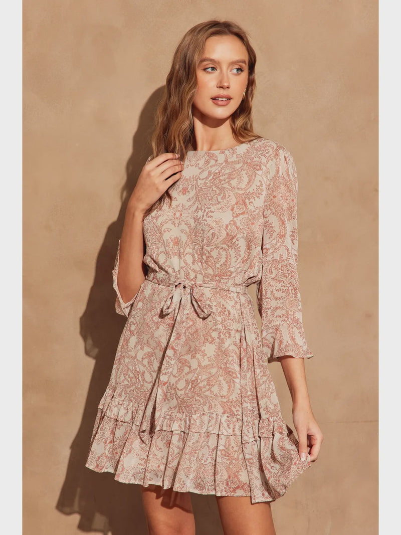 Paisley Flower Ruffled Dress - Chandeliers Boutique ny