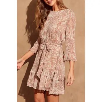 Paisley Flower Ruffled Dress - Chandeliers Boutique ny