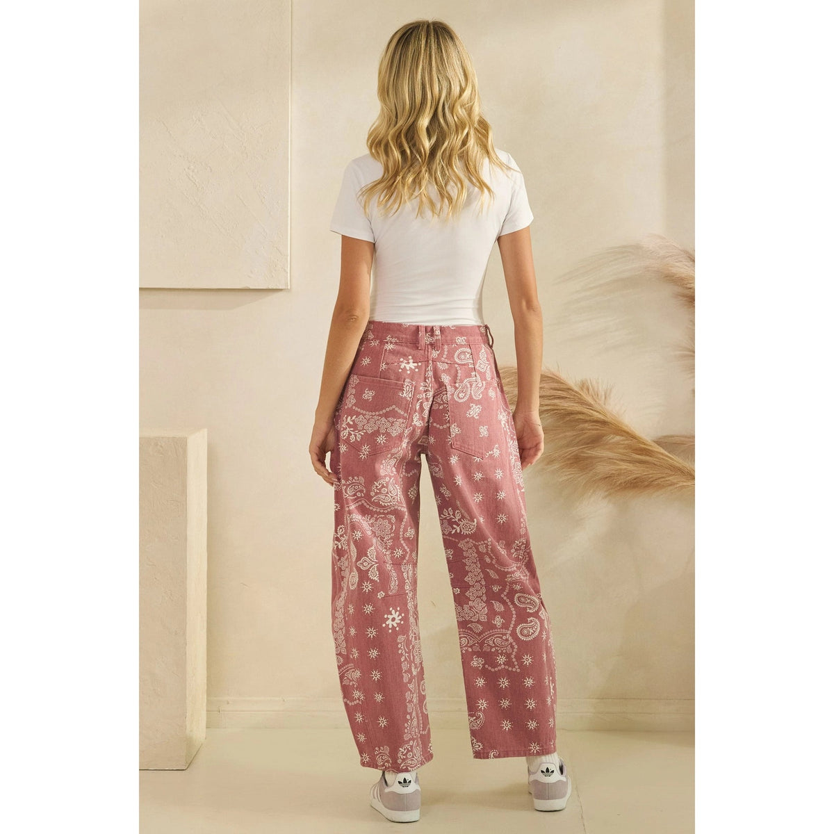 Paisley Printed Denim Pants - Chandeliers Boutique ny