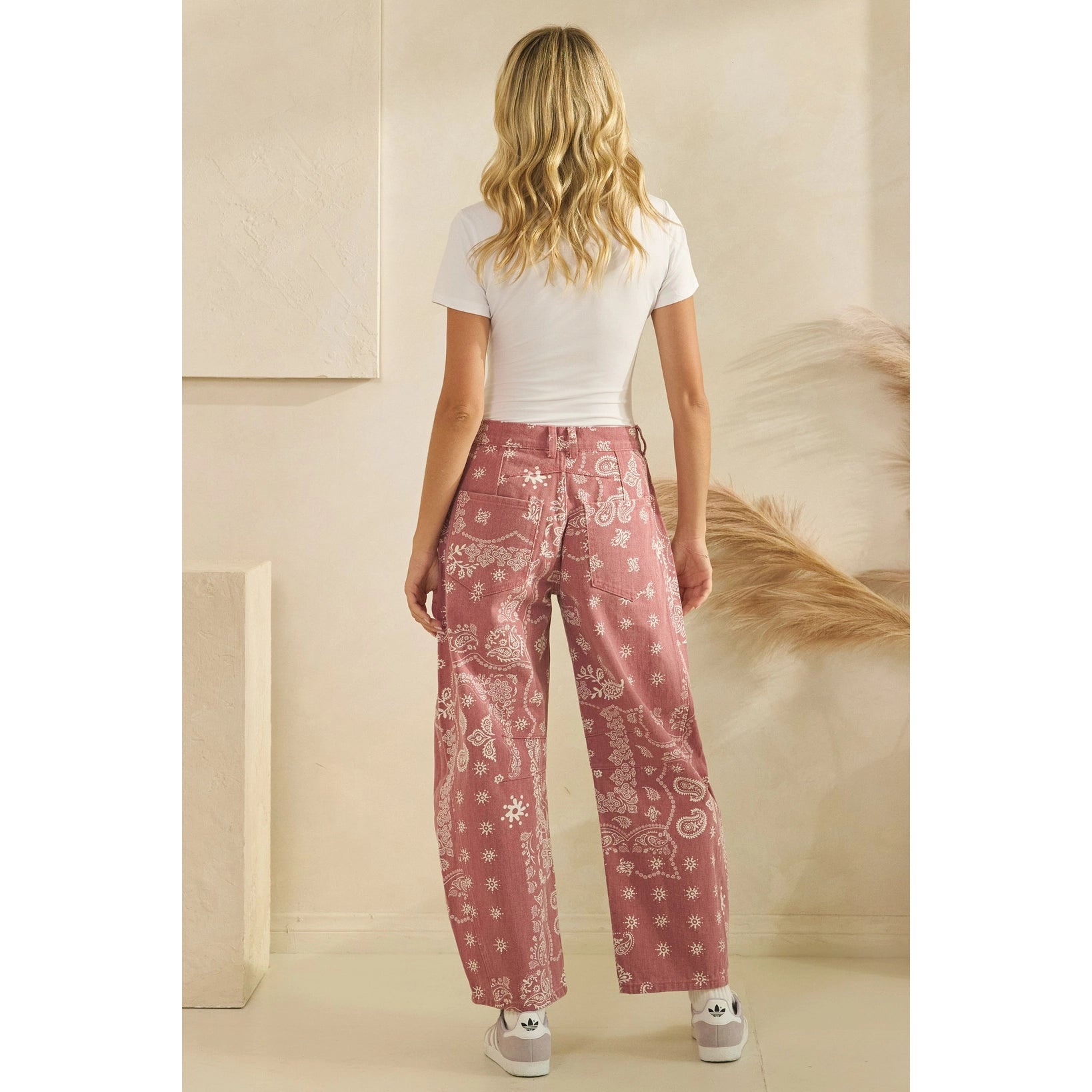 Paisley Printed Denim Pants - Chandeliers Boutique ny