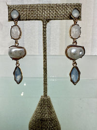 Pearl plus Stone Statement Earring - Chandeliers Boutique ny