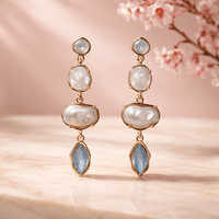 Pearl plus Stone Statement Earring - Chandeliers Boutique ny