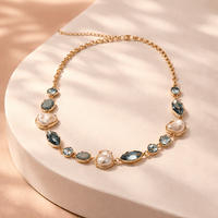 Pearl Plus Stone Statement Necklace - Chandeliers Boutique ny