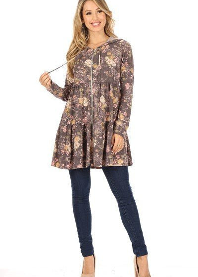 Perfectly Tiered Floral Hoodie - Chandeliers Boutique ny
