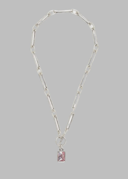 Pink Handmade Crystal Pewter Necklace - Chandeliers Boutique ny