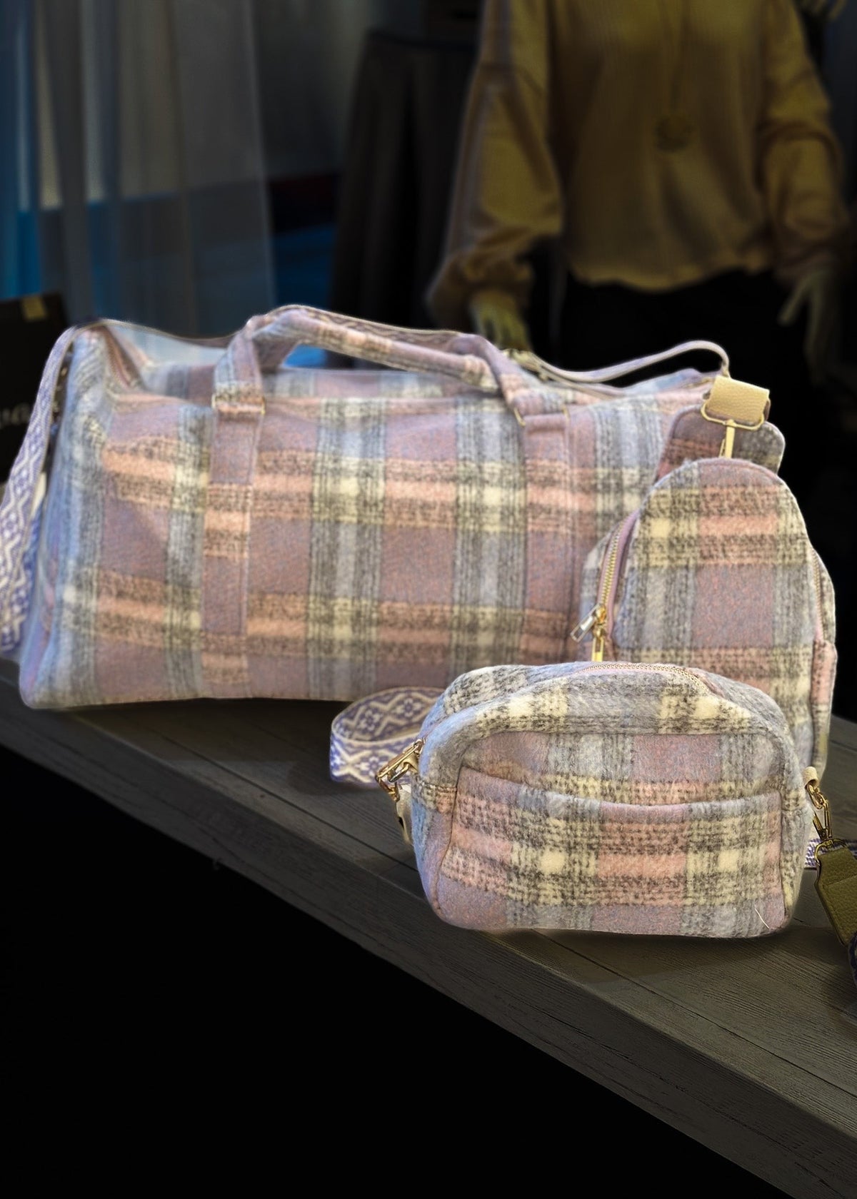 Plaid Flannel Sling Bag - Chandeliers Boutique ny