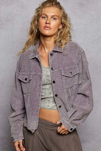 POL Button Down Corduroy Trucker Jacket - Chandeliers Boutique ny