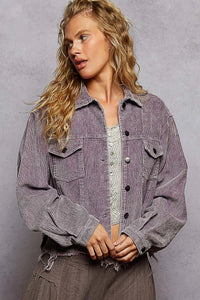 POL Button Down Corduroy Trucker Jacket - Chandeliers Boutique ny