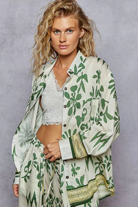 POL Button Down Floral Long Sleeve Shirt - Chandeliers Boutique ny