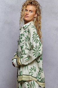 POL Button Down Floral Long Sleeve Shirt - Chandeliers Boutique ny