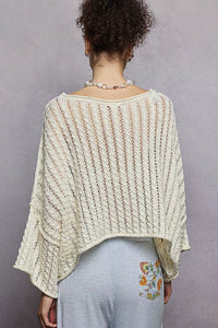 POL Cable - Knit Openwork Round Neck Cropped Sweater - Chandeliers Boutique ny
