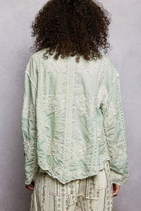 POL Embroidery Button Down Long Sleeve Shirt - Chandeliers Boutique ny