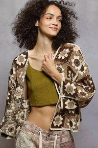 POL Open Front Cardigan with Varied Patterns - Chandeliers Boutique ny
