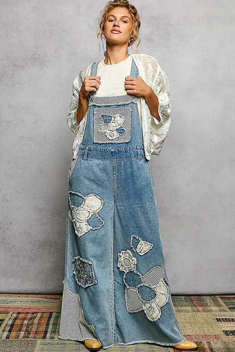 POL Open Front Crochet Cardigan with Floral Embroidery - Chandeliers Boutique ny