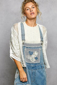 POL Open Front Crochet Cardigan with Floral Embroidery - Chandeliers Boutique ny