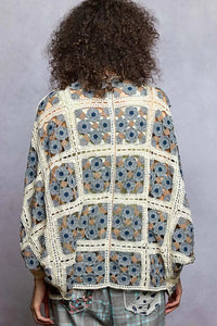 POL Open Front Floral Crochet Cardigan - Chandeliers Boutique ny