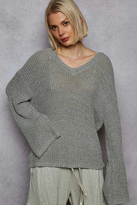 POL Oversized V - Neck Knit Top - Chandeliers Boutique ny
