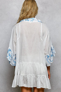 POL Tiered Ruffled Printed 3/4 Sleeve Mini Dress - Chandeliers Boutique ny