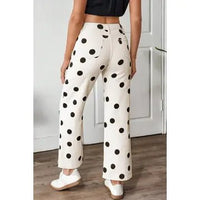 Polka Dot Print Wide Leg Ankle-Length Jeans - Chandeliers Boutique ny