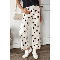Polka Dot Print Wide Leg Ankle-Length Jeans - Chandeliers Boutique ny