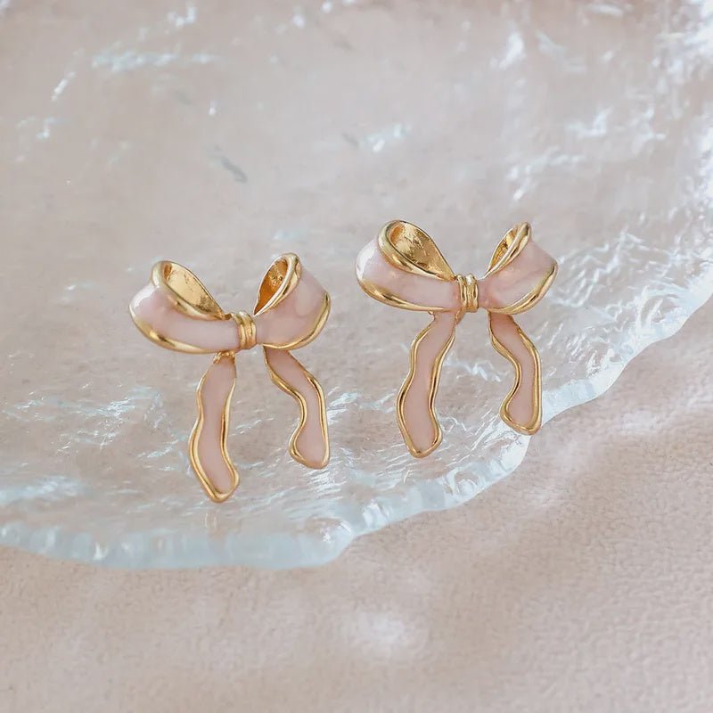 Pretty Pink Bow Earrings - Chandeliers Boutique ny