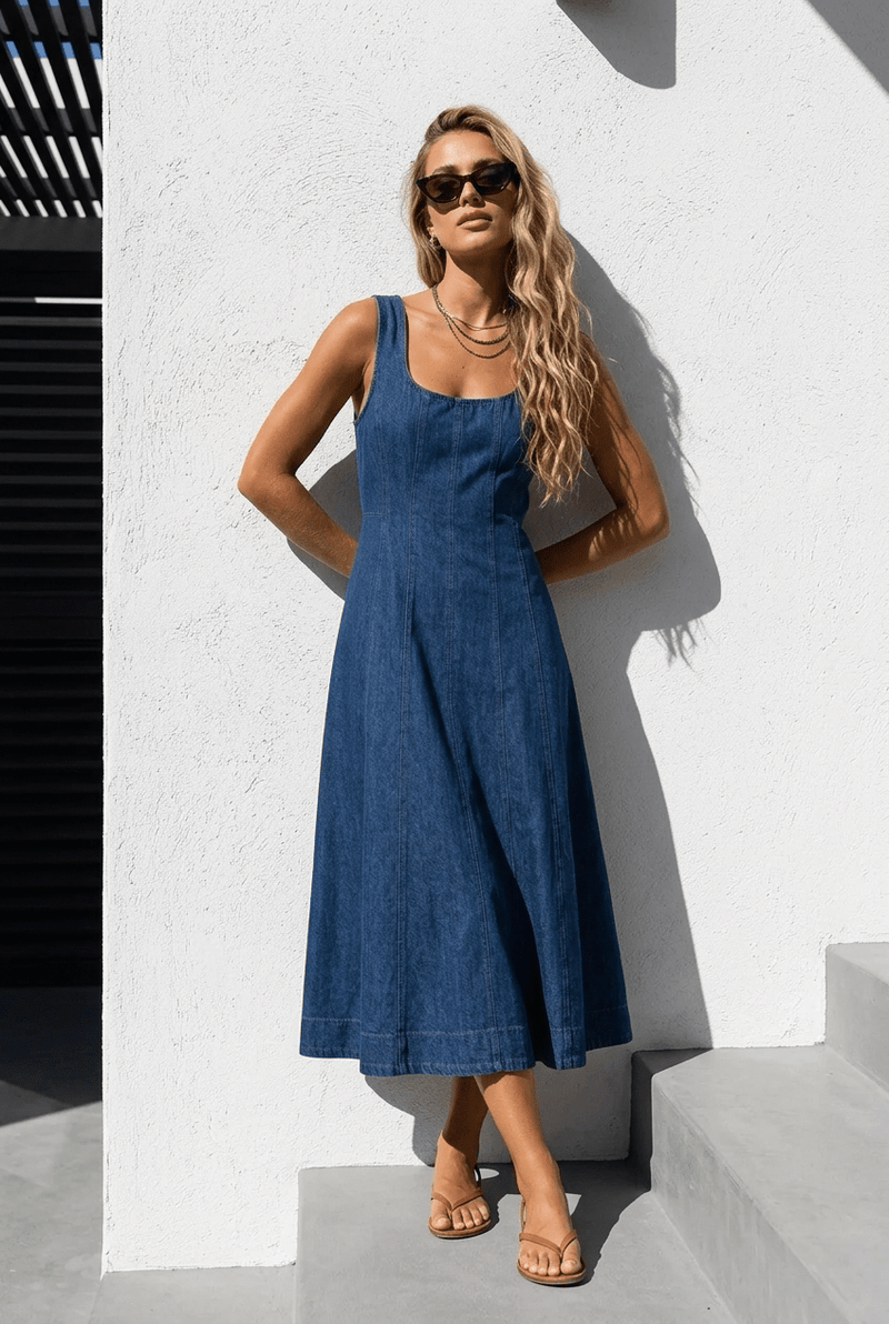 Princess Line Denim Midi - Chandeliers Boutique ny
