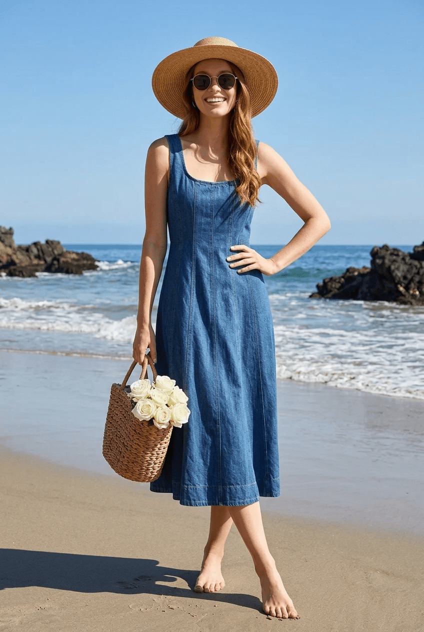 Princess Line Denim Midi - Chandeliers Boutique ny