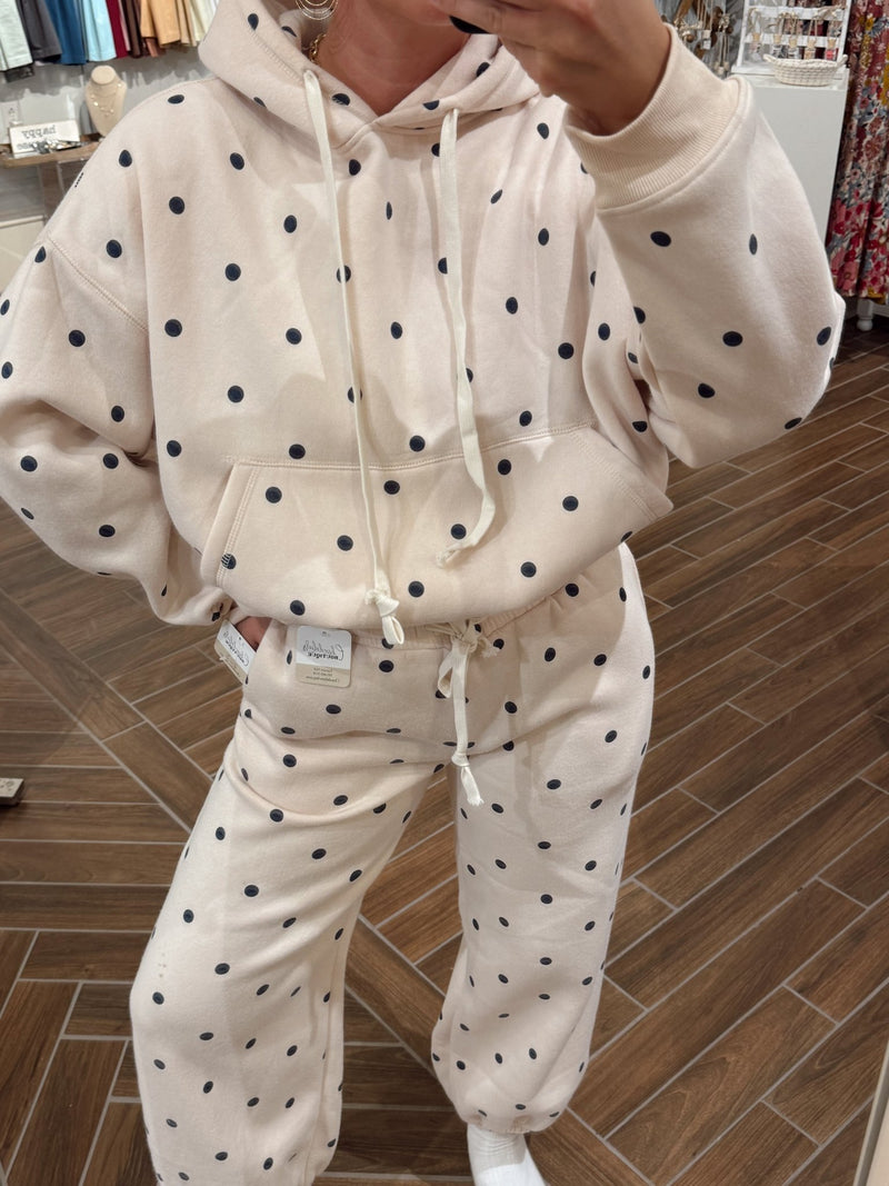 Printed Bubble Hem Knit Hoodie - Chandeliers Boutique ny