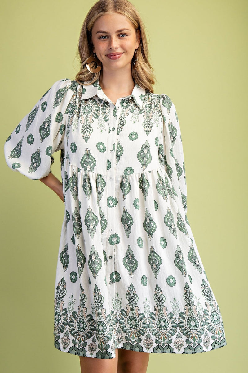 Printed Shirt Dress - Chandeliers Boutique ny