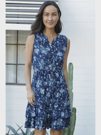 Printed Tank Dress with Ruffles - Chandeliers Boutique ny