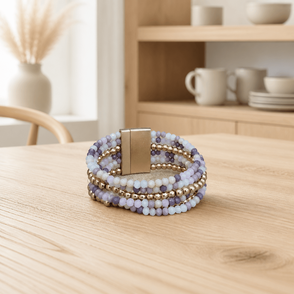 Purple Beaded Magnetic Bracelet - Chandeliers Boutique ny