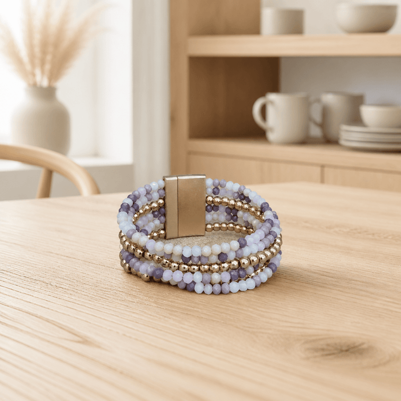 Purple Beaded Magnetic Bracelet - Chandeliers Boutique ny