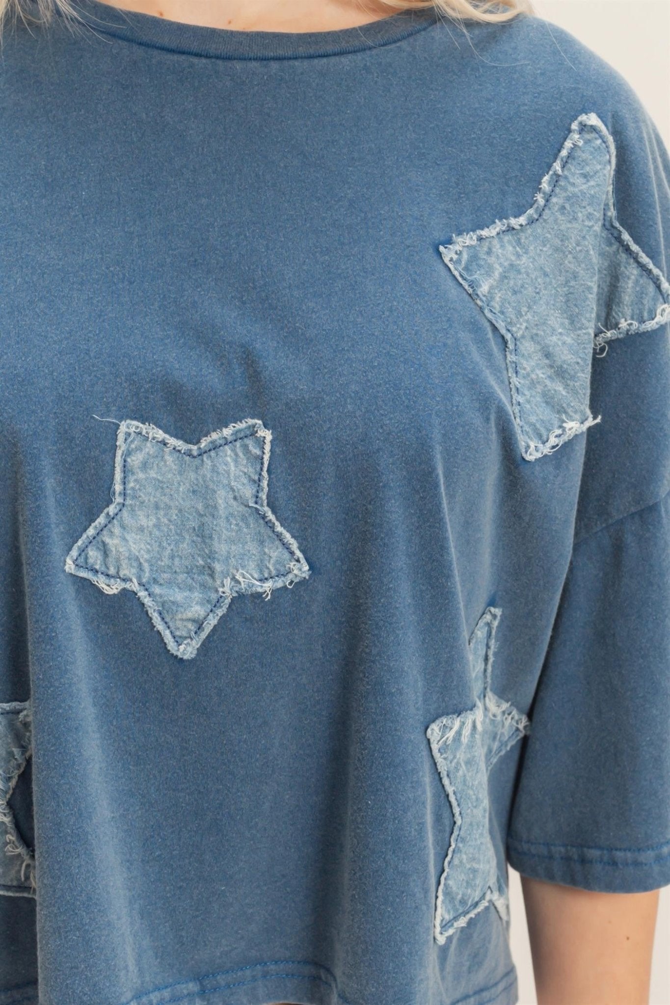 Raw Edge Star Patch Top - Chandeliers Boutique ny