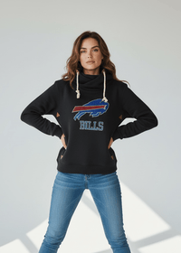 Rhinestone Bills Cowl Neck Sweatshirt - Chandeliers Boutique ny