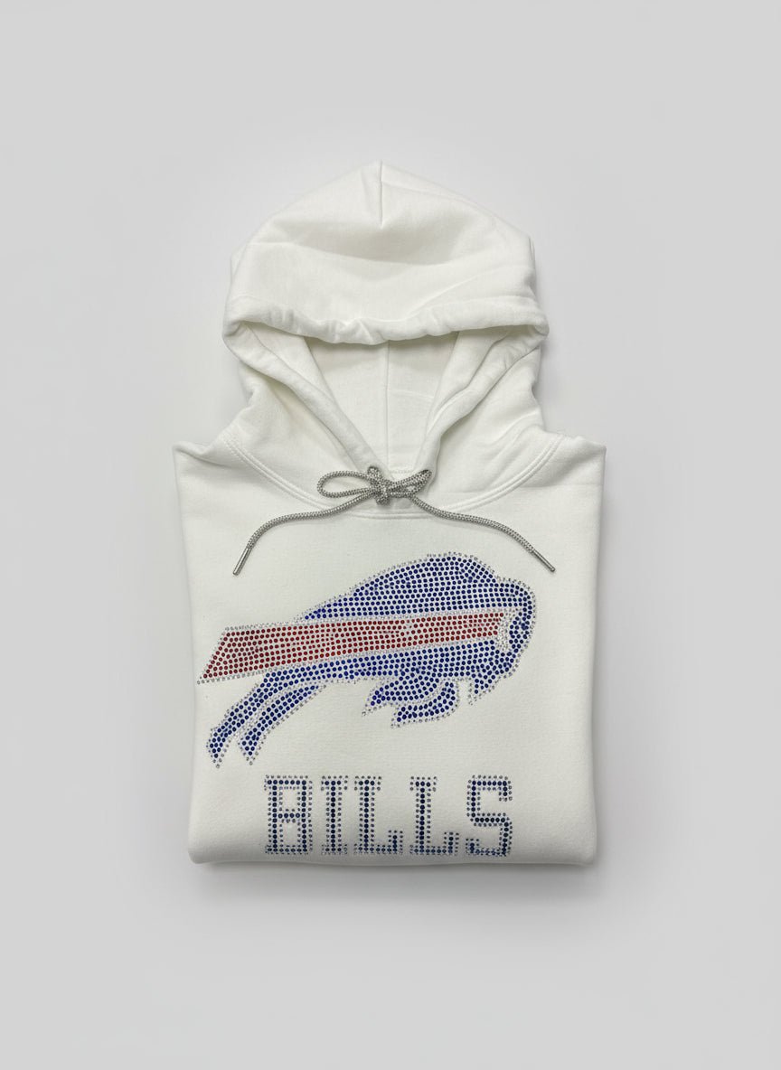 Rhinestone Buffalo Bills Hoodie w/Bling String - Chandeliers Boutique ny