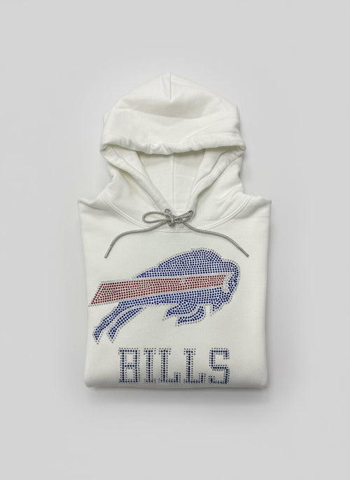 Rhinestone Buffalo Bills Hoodie w/Bling String - Chandeliers Boutique ny