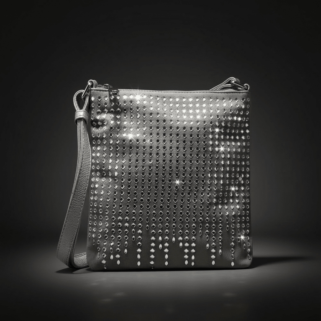 Rhinestone Covered Accessorized Shoulder Bag - Chandeliers Boutique ny