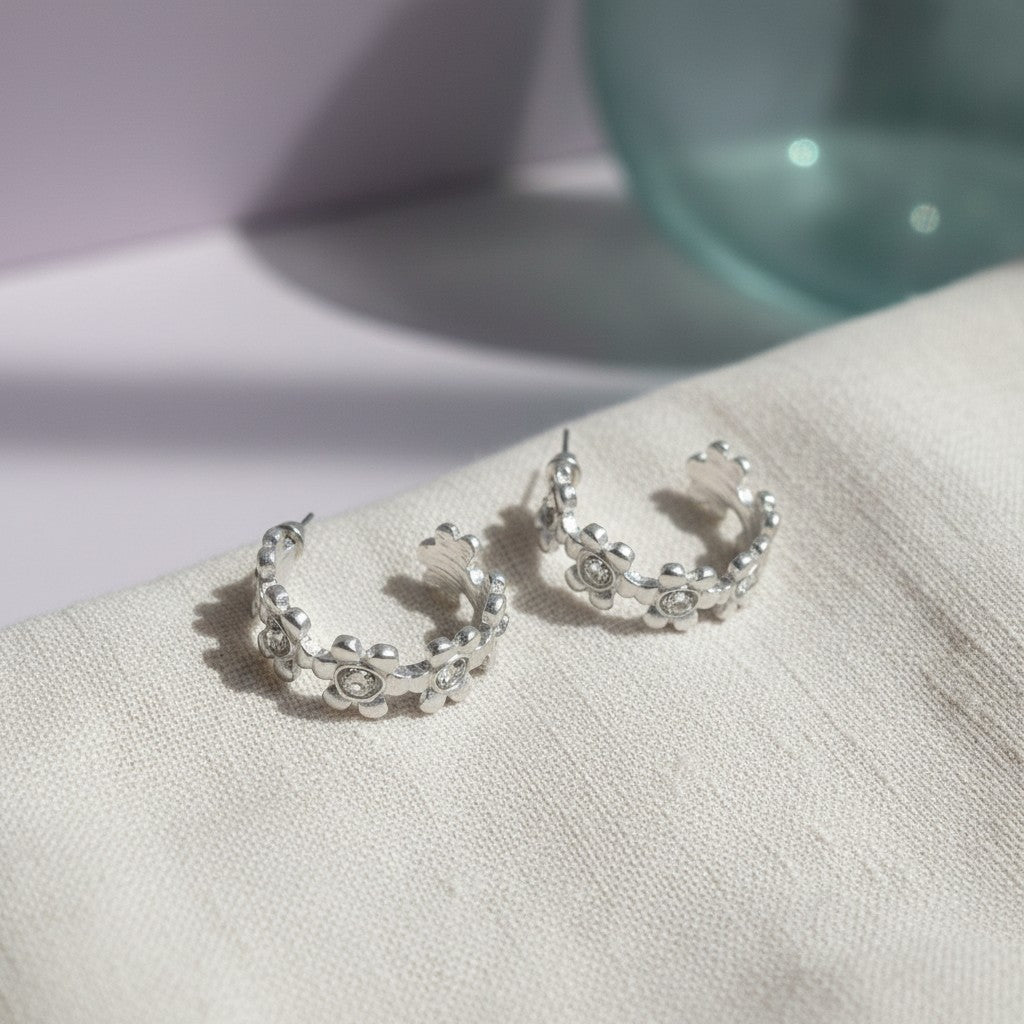 Rhinestone Petal Earring - Chandeliers Boutique ny