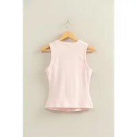 Ribbed Button Front Tank Top - Chandeliers Boutique ny