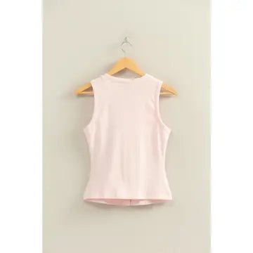 Ribbed Button Front Tank Top - Chandeliers Boutique ny