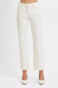 RISEN Full Size Tummy Control Mid Rise Ankle Straight Jeans Plus Size - Chandeliers Boutique ny