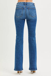 RISEN High Rise Bootcut Jeans With Distressed Details - Chandeliers Boutique ny