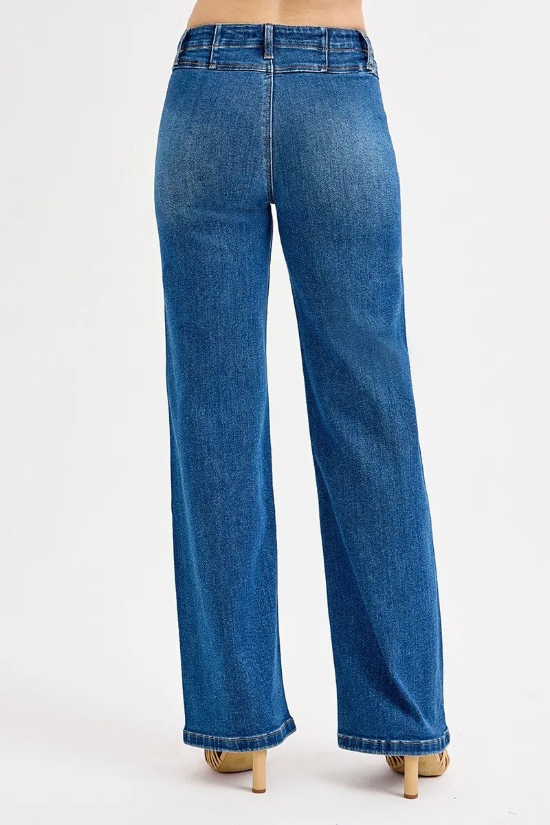 RISEN Seam Detail Wide Leg Jeans - Chandeliers Boutique ny