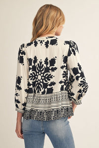 Ruffle Hem Keyhole Tie Top - Chandeliers Boutique ny